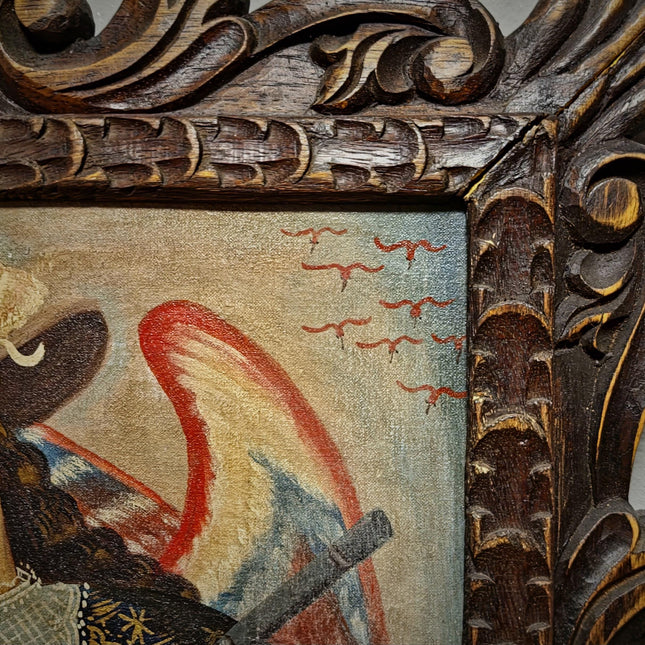Antique Religious Painting, Armed Angel Art, Spanish Colonial Style, Andean Devotional Oil, Folk Catholic Wall Decor, Gothic Interior