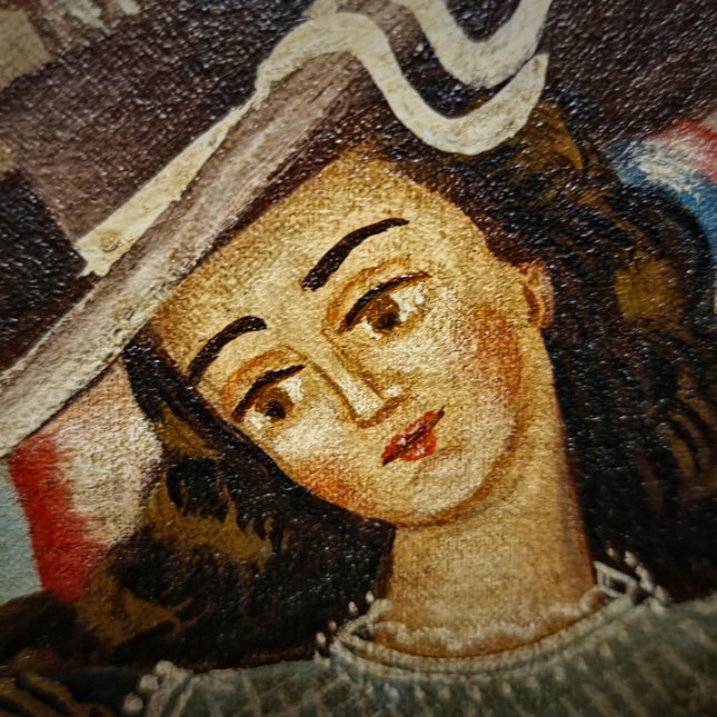Antique Religious Painting, Armed Angel Art, Spanish Colonial Style, Andean Devotional Oil, Folk Catholic Wall Decor, Gothic Interior
