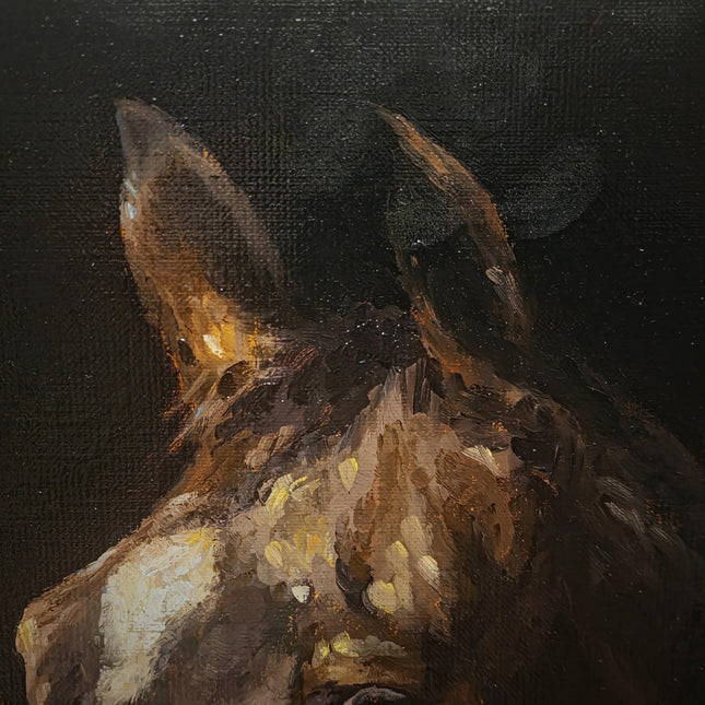 Vintage Italian Horse Portrait Oil Painting, Signed Equestrian Artwork, Equine Wall Art, Masculine Office Decor, Farmhouse Stable Gift