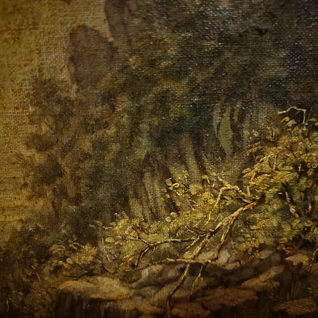 Pair Antique German Castle Ruins Oil Paintings, 19th Century Landscape Set, Matching Gold Framed Wall Art, Romantic Decor