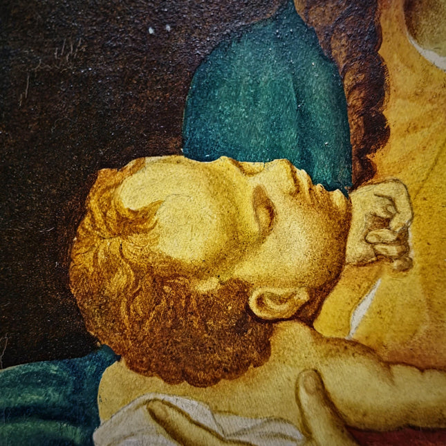 Vintage Madonna and Child Painting, French Religious Oil Art, Italian Renaissance Style, Christian Wall Decor, Mid Century Artwork
