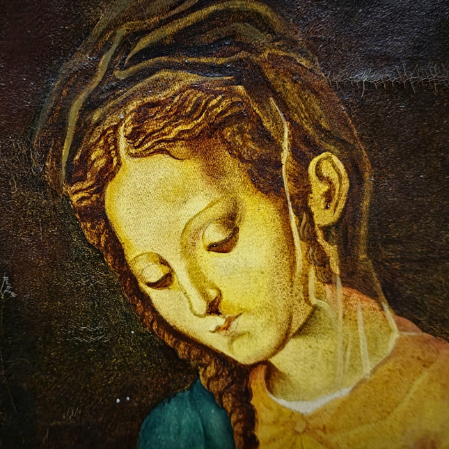Vintage Madonna and Child Painting, French Religious Oil Art, Italian Renaissance Style, Christian Wall Decor, Mid Century Artwork