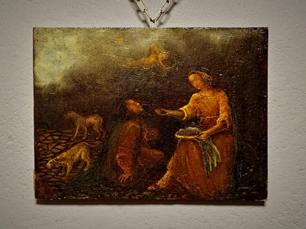 Rare Antique Dutch Genre Oil Painting, 18th Century Allegorical Scene with Cupid, Old Master Style, Dark Moody Wall Decor