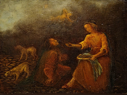 Rare Antique Dutch Genre Oil Painting, 18th Century Allegorical Scene with Cupid, Old Master Style, Dark Moody Wall Decor
