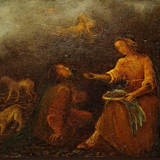 Rare Antique Dutch Genre Oil Painting, 18th Century Allegorical Scene with Cupid, Old Master Style, Dark Moody Wall Decor