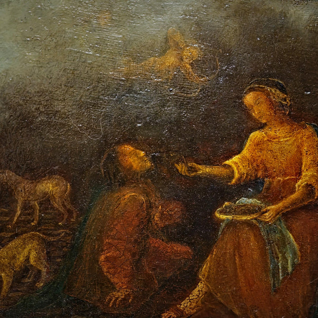 Rare Antique Dutch Genre Oil Painting, 18th Century Allegorical Scene with Cupid, Old Master Style, Dark Moody Wall Decor
