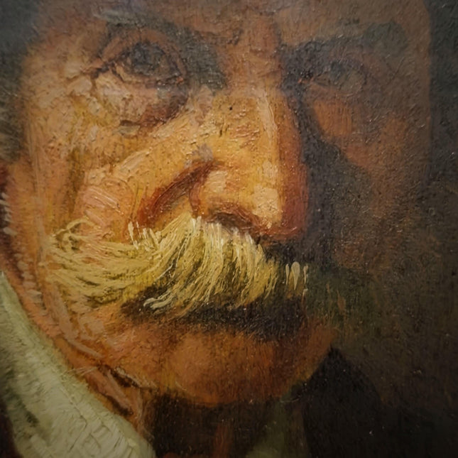 Antique German Portrait Oil Painting, Man With Pipe, Gold Framed Original Signed Artwork, Character Face Study, Dark Academia Wall Decor