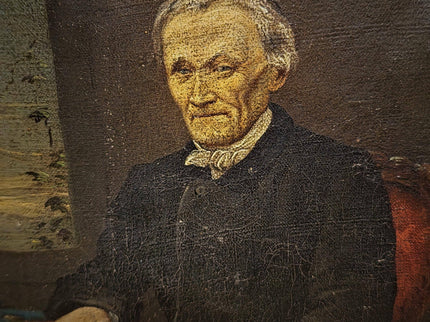 Antique German Gentleman Portrait, 19th Century Character Oil Painting, Original Oval Framed Wall Art, Dark Academia Decor, Victorian Style
