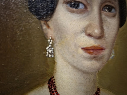 Antique Biedermeier Lady Portrait Oil Painting, Original Framed Artwork, 19th Century European Figurative Art, Classic Interior Wall Decor