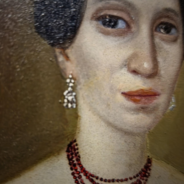 Antique Biedermeier Lady Portrait Oil Painting, Original Framed Artwork, 19th Century European Figurative Art, Classic Interior Wall Decor