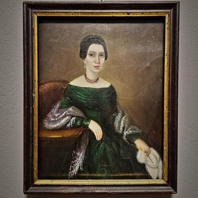 Antique Biedermeier Lady Portrait Oil Painting, Original Framed Artwork, 19th Century European Figurative Art, Classic Interior Wall Decor
