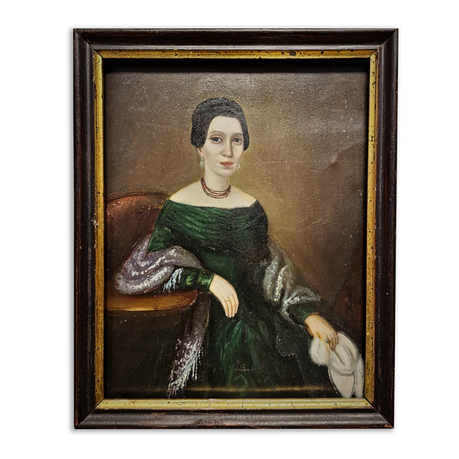 Antique Biedermeier Lady Portrait Oil Painting, Original Framed Artwork, 19th Century European Figurative Art, Classic Interior Wall Decor