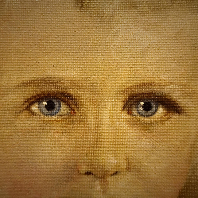 Antique German Child Portrait Oil Painting, Original Boy Artwork, Signed Framed Canvas, Vintage Sentimental Art, Nursery Wall Decor