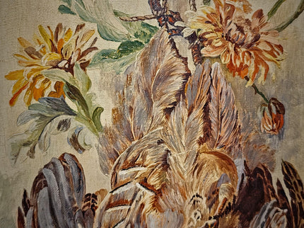 Antique French Hunting Still Life Oil Painting, Signed Game Birds Artwork, Framed Original European Fine Art, Rustic Farmhouse Trophy Decor