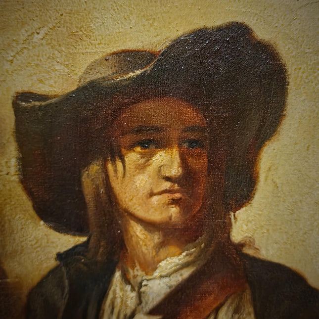 Large Antique Violin Player Oil Painting, Old Master Style Musician Artwork, Dark Academia Wall Art, Baroque Portrait, Framed Gothic Decor
