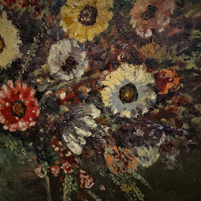 Large Wildflower Still Life Oil Painting, Vintage Meadow Bouquet Artwork, Cottagecore Wall Art, Rustic Floral Decor, Framed Garden Art