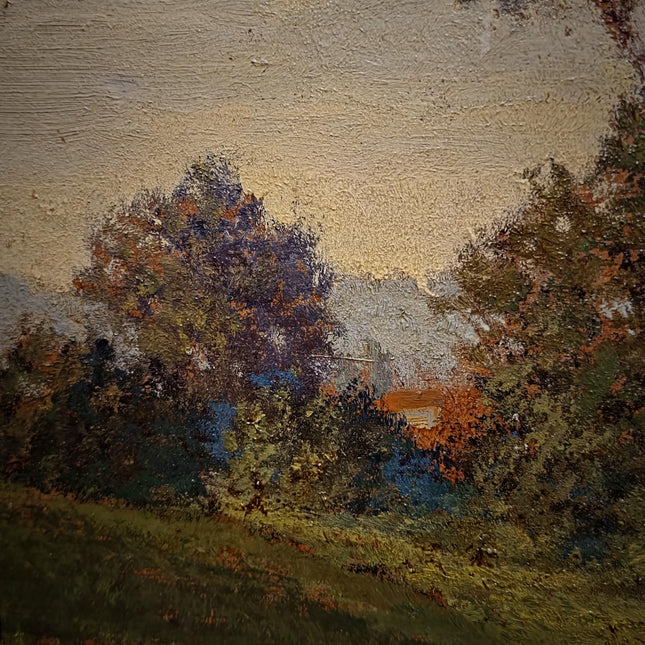 Large Vintage Alpine Lake Oil Painting, Original European Mountain Landscape, Framed Wall Art, Old World Decor, Atmospheric Fine Art