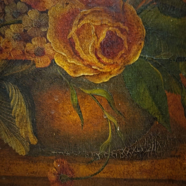 Vintage Old Master Floral Still Life Oil Painting, Octagonal Wall Art, Moody Flower Artwork, Dark Academia Decor, Victorian Frame