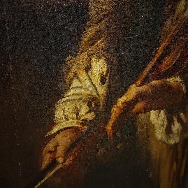 Large Antique Violin Player Oil Painting, Old Master Style Musician Artwork, Dark Academia Wall Art, Baroque Portrait, Framed Gothic Decor