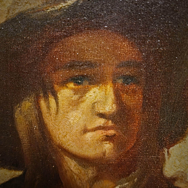 Large Antique Violin Player Oil Painting, Old Master Style Musician Artwork, Dark Academia Wall Art, Baroque Portrait, Framed Gothic Decor